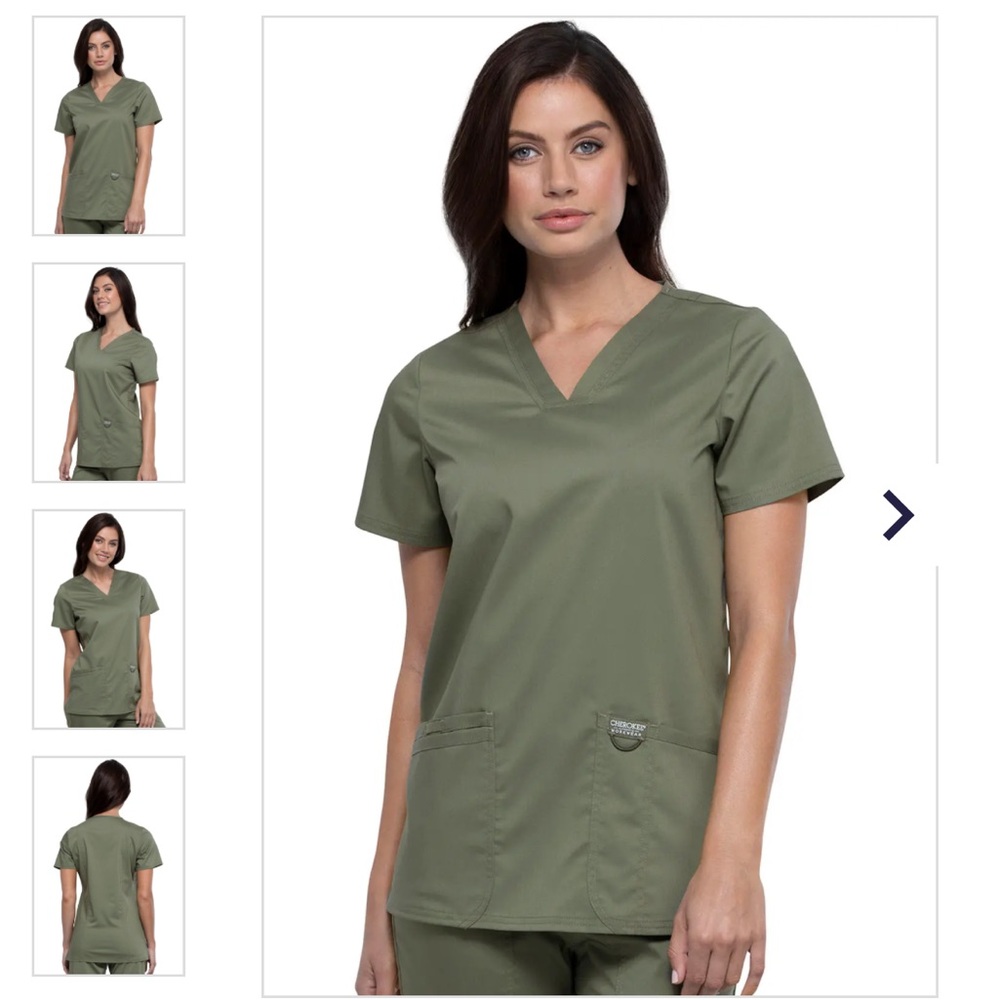 Olive green scrub top